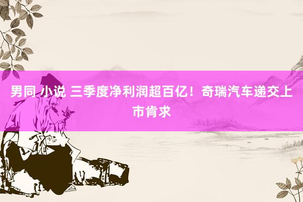 男同 小说 三季度净利润超百亿！奇瑞汽车递交上市肯求