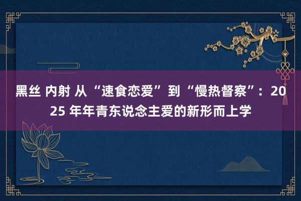 黑丝 内射 从 “速食恋爱” 到 “慢热督察”：2025 年年青东说念主爱的新形而上学