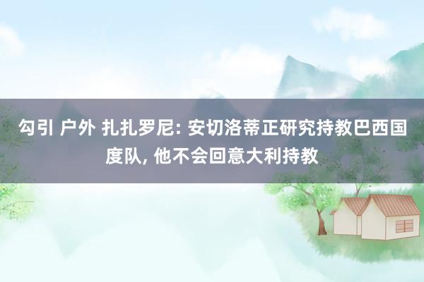 勾引 户外 扎扎罗尼: 安切洛蒂正研究持教巴西国度队， 他不会回意大利持教